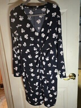 Moda International Black Floral Twist-Front Dress